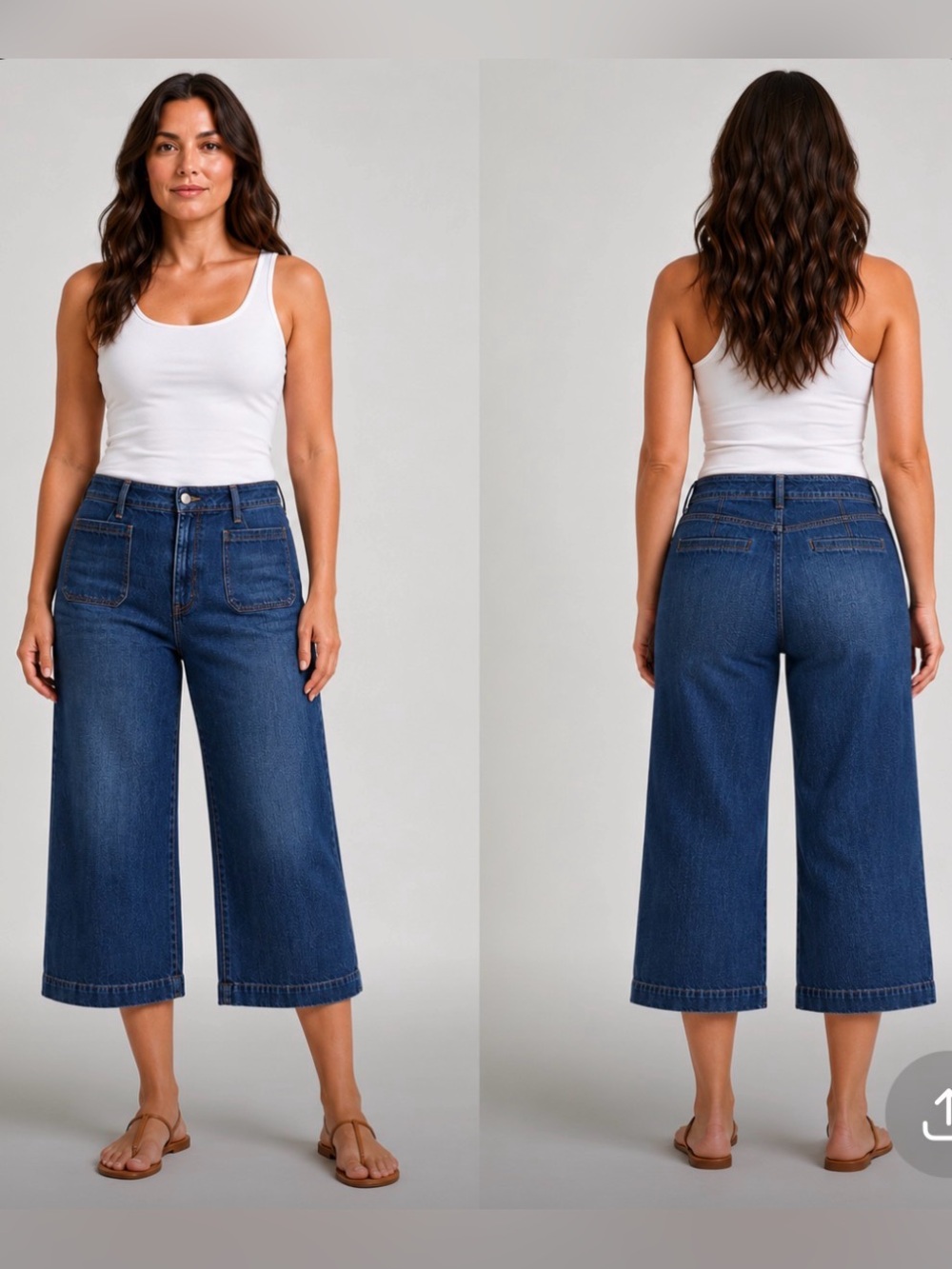 Talbots High-Rise Wide Crop Jeans in Dark Blue Denim